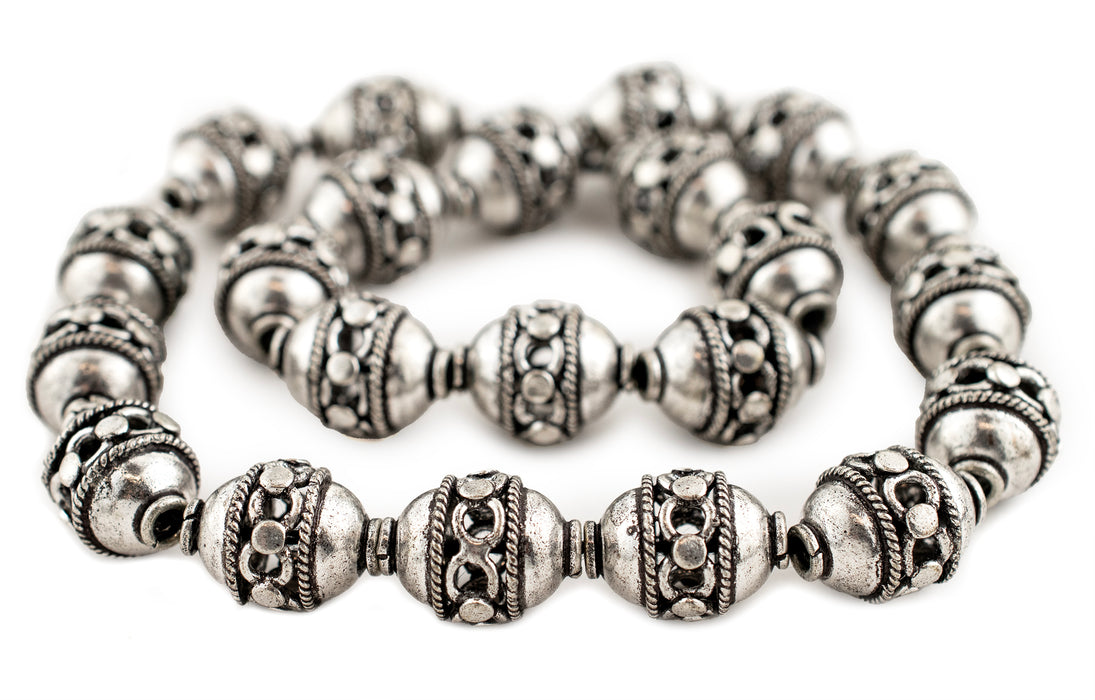 Antiqued Silver Kashmiri Braided Oval Beads (18x14mm) - The Bead Chest