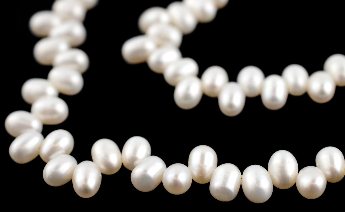 Top-Drilled Potato-Shaped Vintage Japanese Pearl Beads (5x7mm)