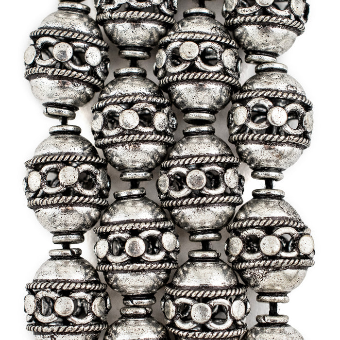 Antiqued Silver Kashmiri Braided Oval Beads (18x14mm) - The Bead Chest