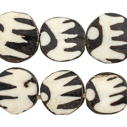 Peacock Design Batik Bone Beads (Circular) - The Bead Chest
