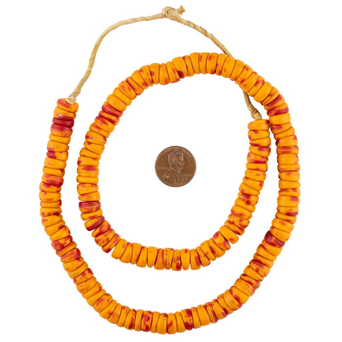 Orange Vintage Kakamba Prosser Beads (10mm) #17238