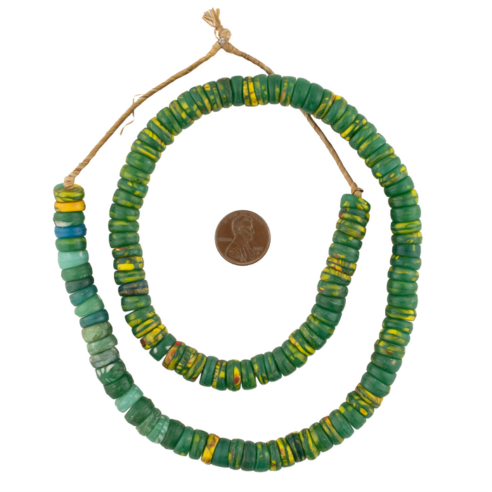 Green Vintage Kakamba Prosser Beads (10mm) #17239