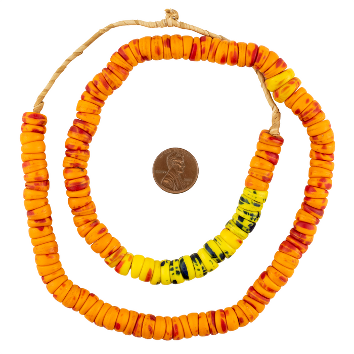 Orange & Red Vintage Kakamba Beads (10mm) #17240