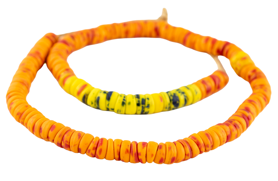Orange & Red Vintage Kakamba Beads (10mm) #17240