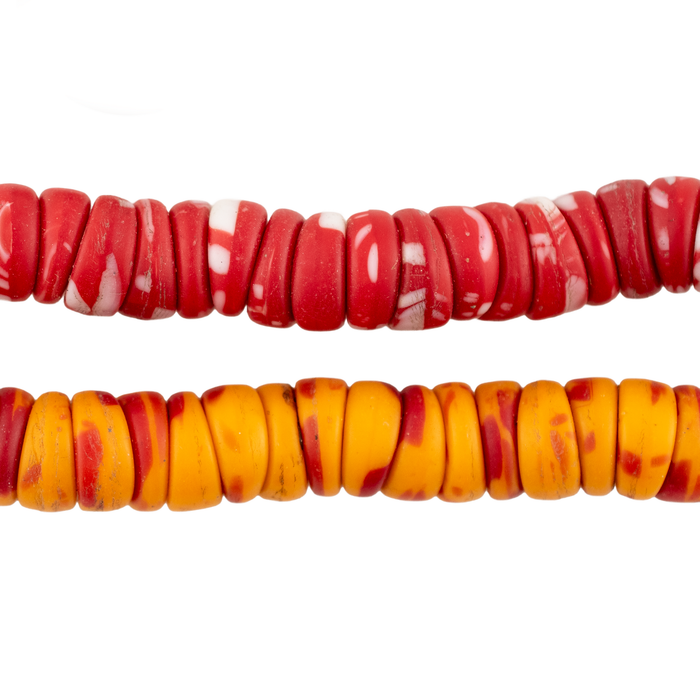 Orange & Red Vintage Kakamba Beads (10mm) #17241