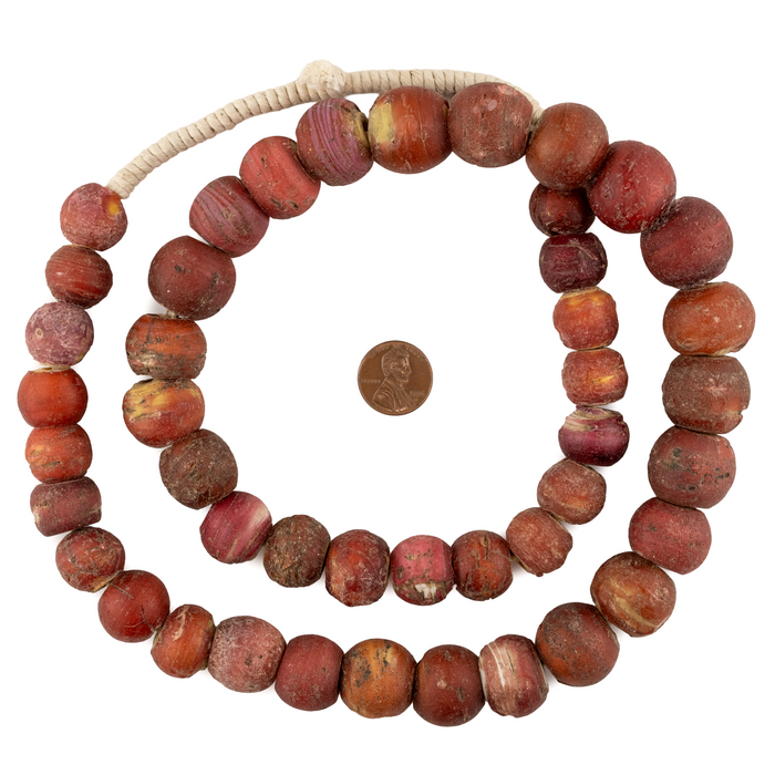 Antique Cornaline D'Aleppo White Heart Venetian Trade Beads #17413