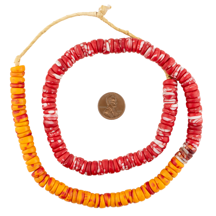 Orange & Red Vintage Kakamba Beads (10mm) #17241
