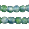 Light-Blue Green Swirl Recycled Glass Beads (14mm)