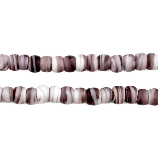 Plum Purple & White Swirl Padre Beads (7mm) - The Bead Chest