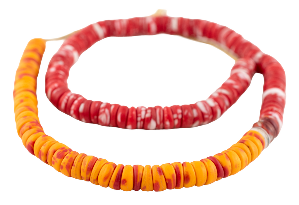 Orange & Red Vintage Kakamba Beads (10mm) #17241