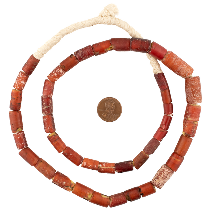 Antique Cornaline D'Aleppo White Heart Venetian Trade Beads #17476