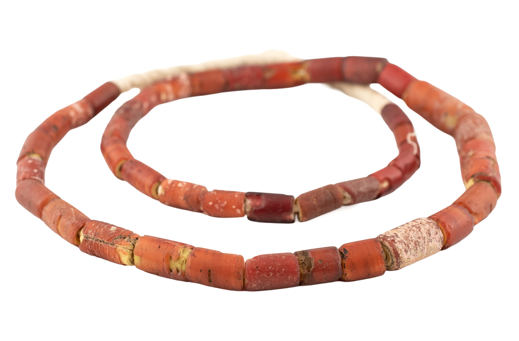 Antique Cornaline D'Aleppo White Heart Venetian Trade Beads #17476