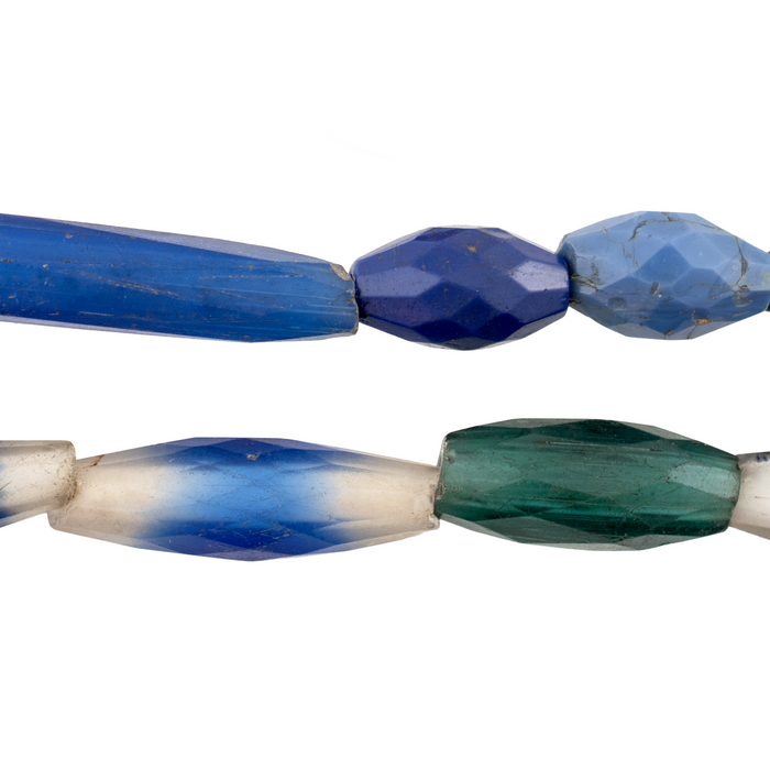 Assorted Antique Russian Blue Tube Beads #17478