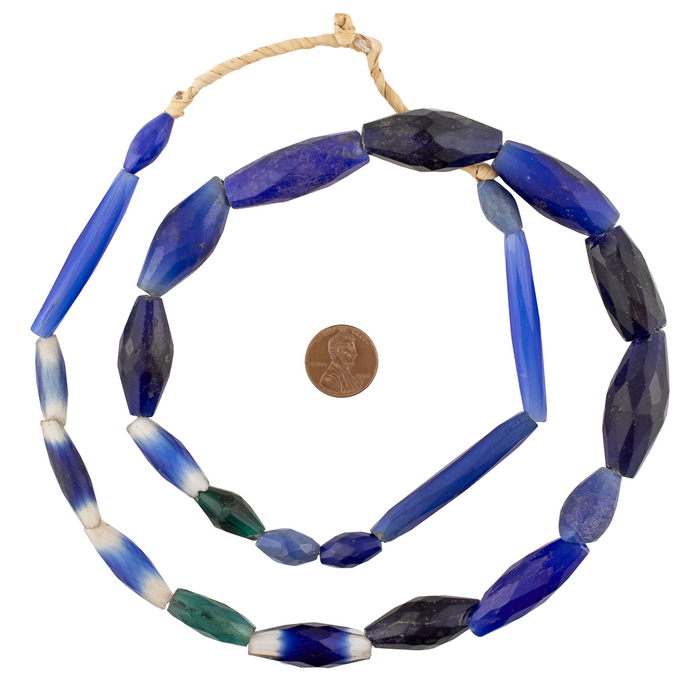 Assorted Antique Russian Blue Tube Beads #17478