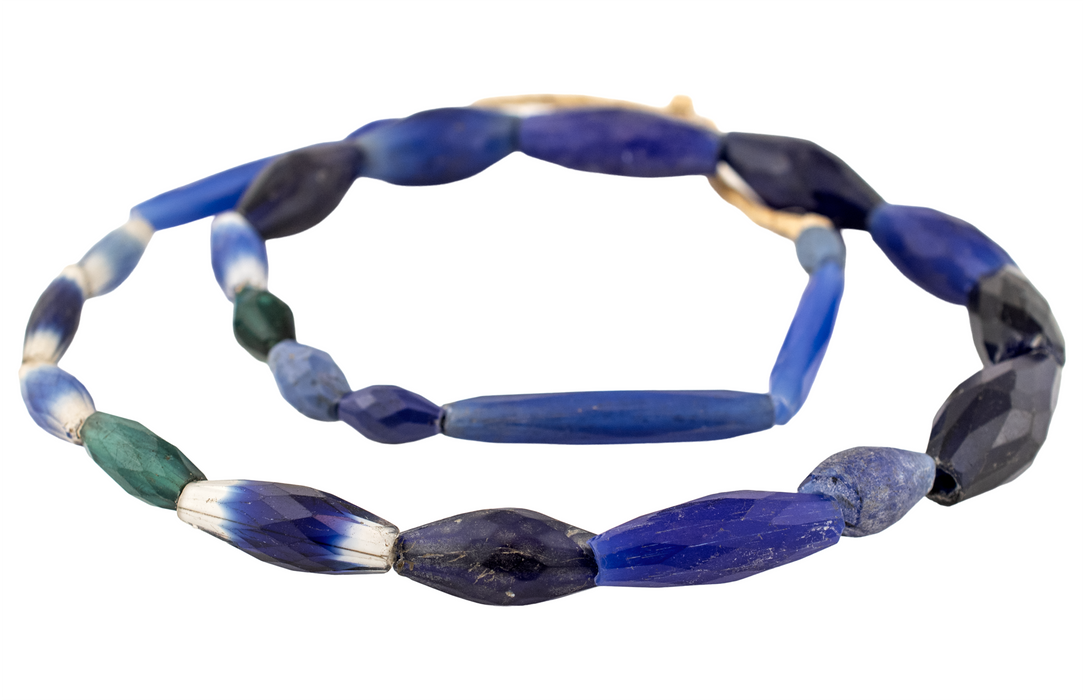 Assorted Antique Russian Blue Tube Beads #17478