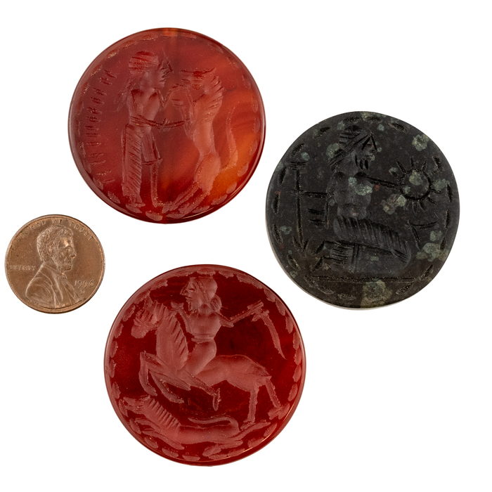 Premium Afghan Carved Stone Cabochons (Set of 3) #17313