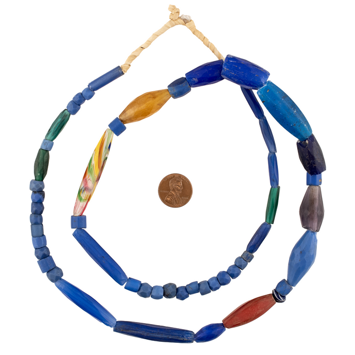 Assorted Antique Russian Blue Tube Beads #17479