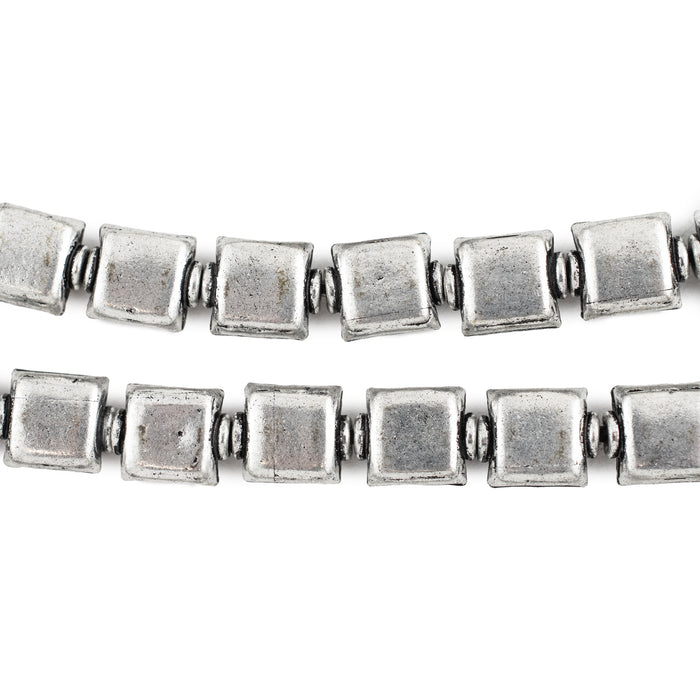 Antiqued Silver Hollow Square Beads (9x8mm) - The Bead Chest