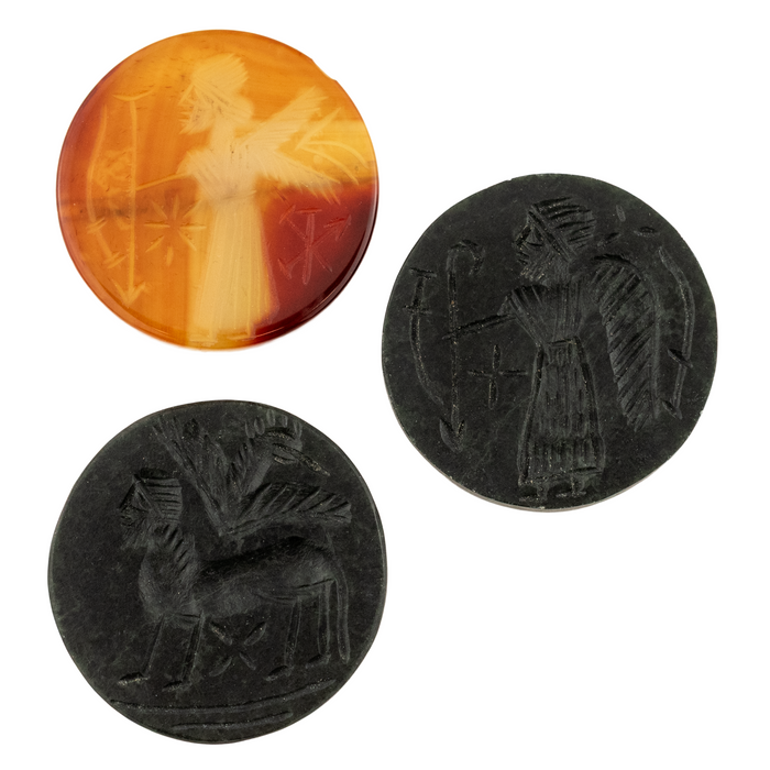 Circular Afghan Carved Stone Cabochons (Set of 3) #17311