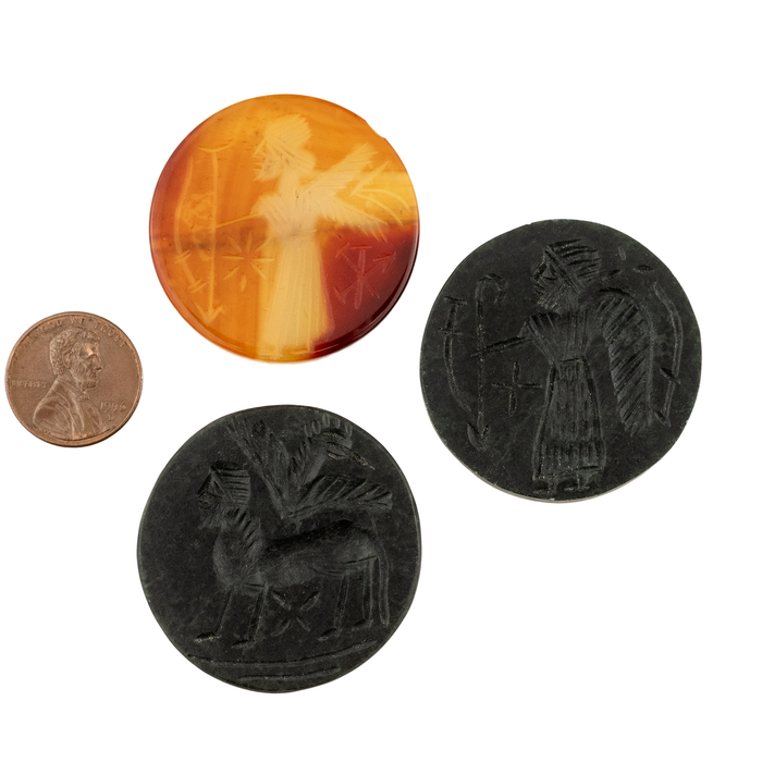 Circular Afghan Carved Stone Cabochons (Set of 3) #17311