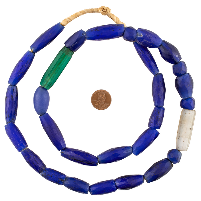Jumbo Antique Russian Blue Tube Beads #17481