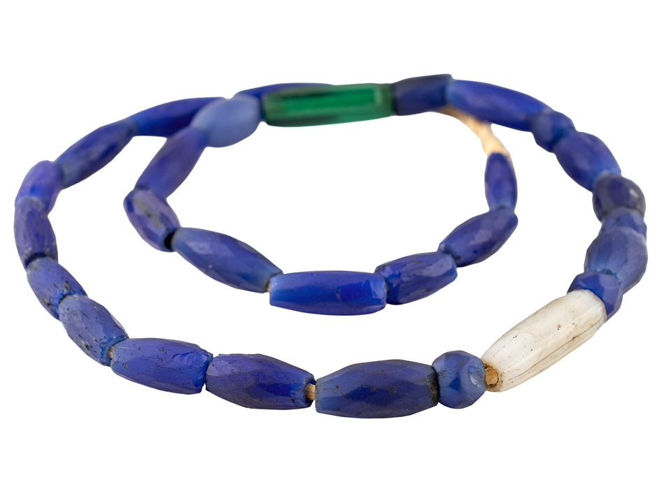 Jumbo Antique Russian Blue Tube Beads #17481