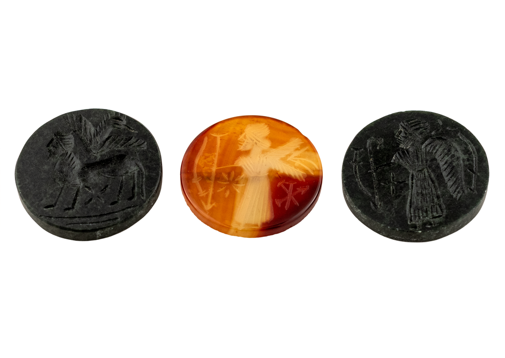 Circular Afghan Carved Stone Cabochons (Set of 3) #17311
