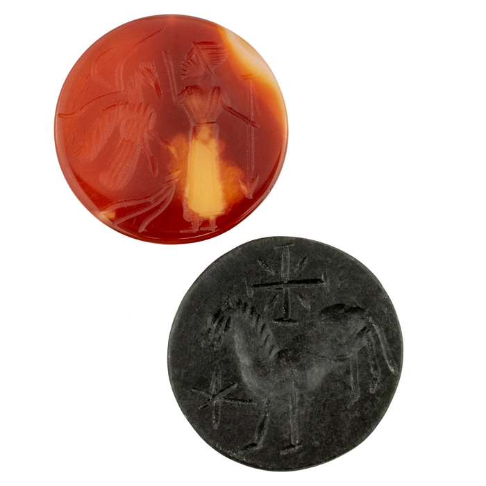 Circular Afghan Carved Stone Cabochons (Set of 2) #17310