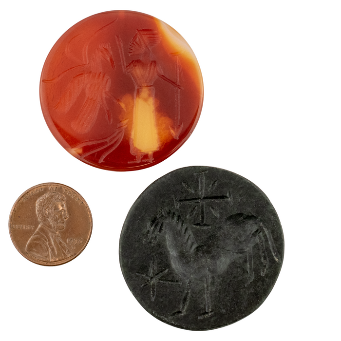 Circular Afghan Carved Stone Cabochons (Set of 2) #17310