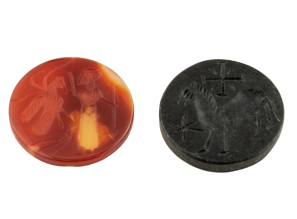 Circular Afghan Carved Stone Cabochons (Set of 2) #17310