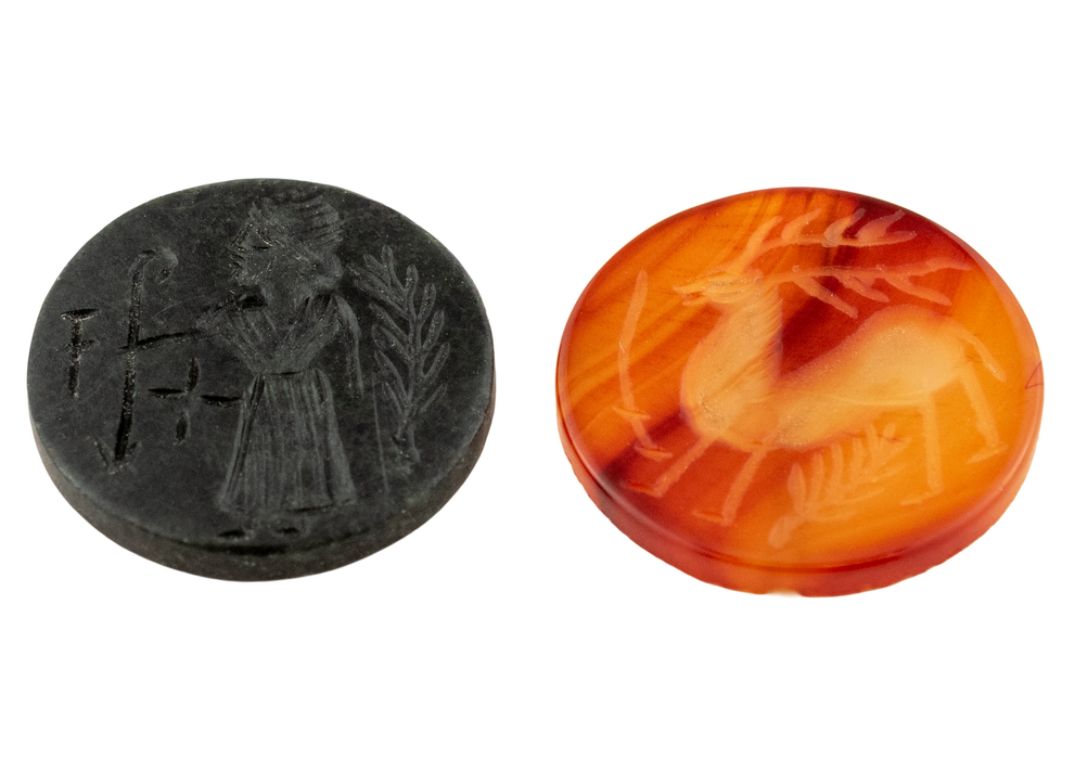Circular Afghan Carved Stone Cabochons (Set of 2) #17309
