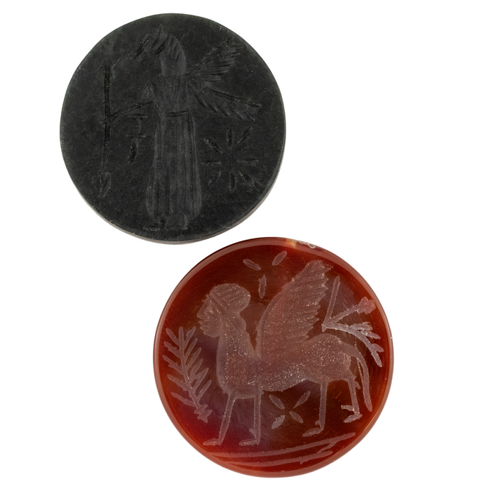 Circular Afghan Carved Stone Cabochons (Set of 2) #17308