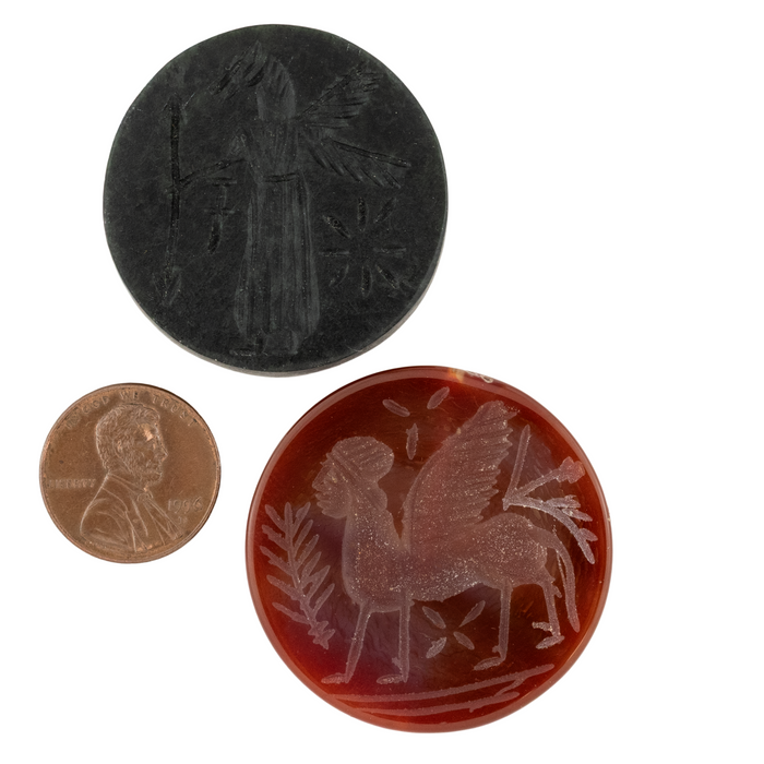 Circular Afghan Carved Stone Cabochons (Set of 2) #17308