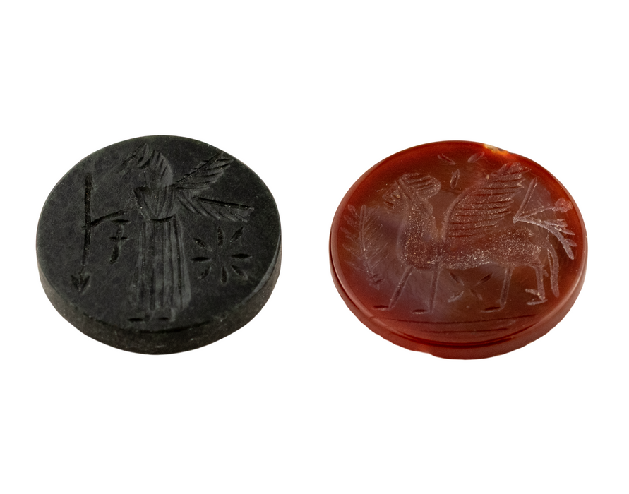 Circular Afghan Carved Stone Cabochons (Set of 2) #17308