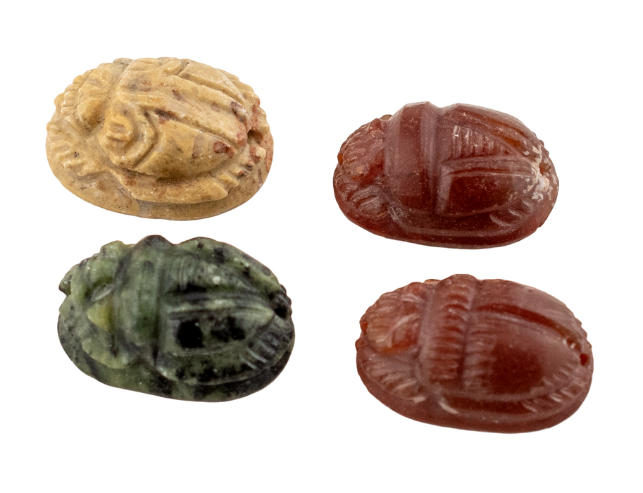 Authentic Carved Stone Scarab Beads (set of 4)