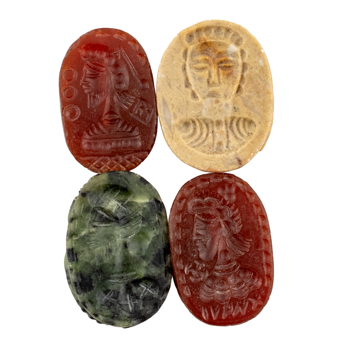 Authentic Carved Stone Scarab Beads (set of 4)