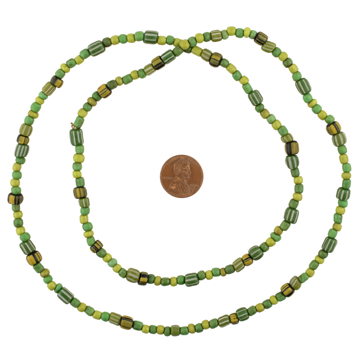 Medley of Green Java Glass Beads (4-6mm)