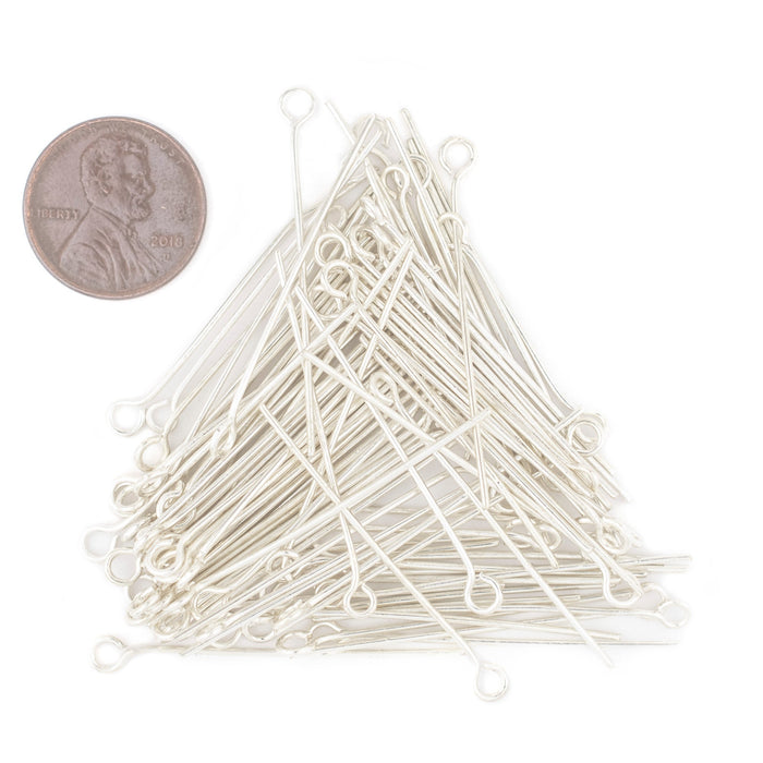 Silver 21 Gauge 1.5 Inch Eye Pins (Approx 500 pieces) - The Bead Chest