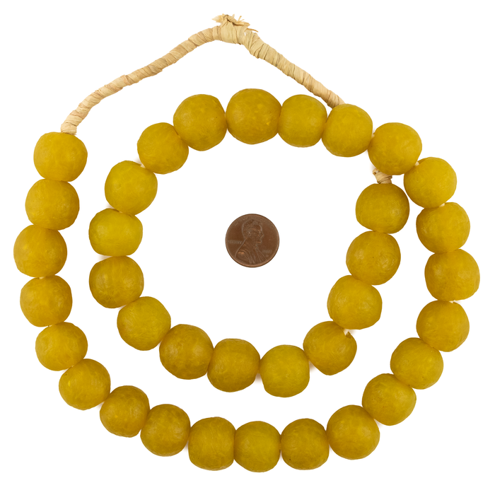 Yellow Recycled Glass Beads (18mm)