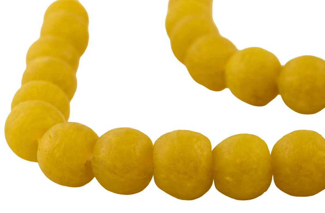 Yellow Recycled Glass Beads (18mm)