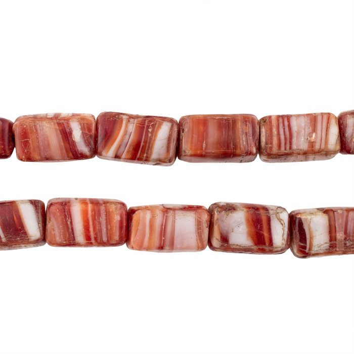 Red Rectangular Vintage Kakamba Beads (13x8mm) #17243