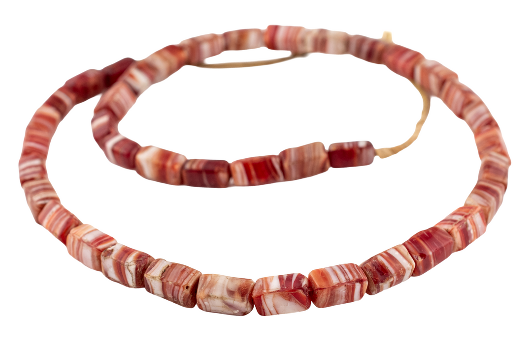 Red Rectangular Vintage Kakamba Beads (13x8mm) #17243