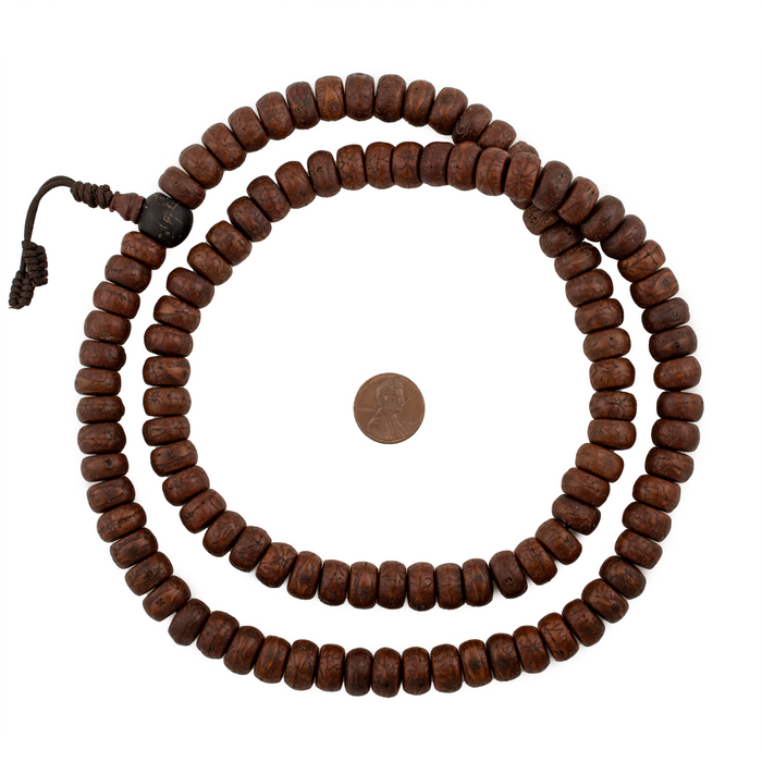 Deep Brown Bodhi Seed Mala Prayer Beads (12mm)