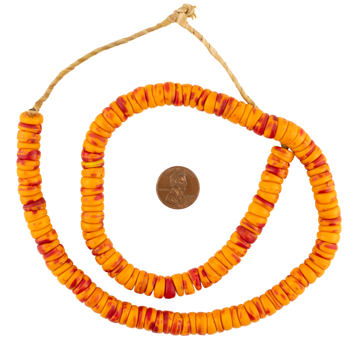 Orange & Red Vintage Kakamba Beads (10mm) #17244
