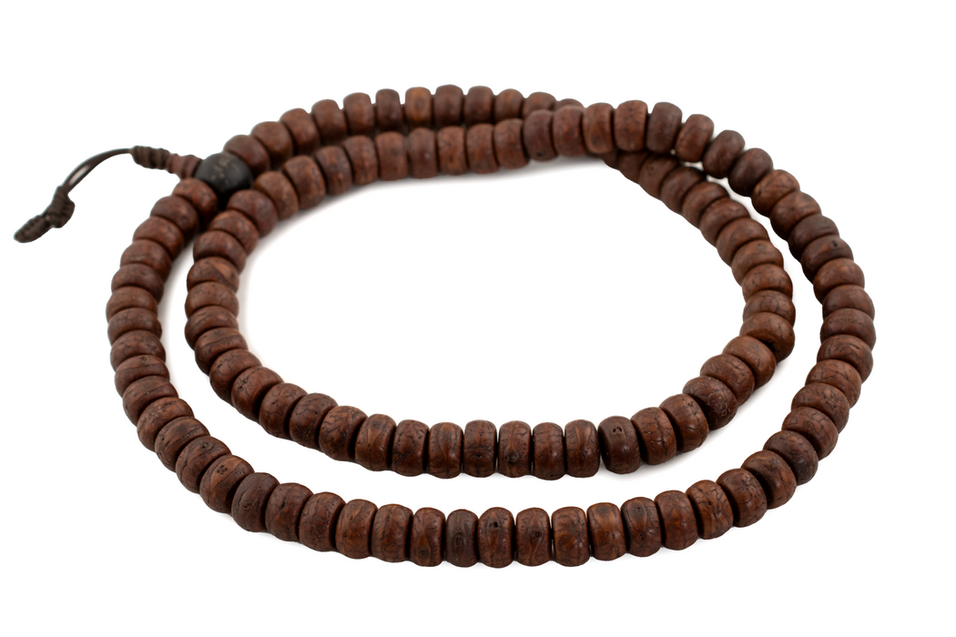 Deep Brown Bodhi Seed Mala Prayer Beads (12mm)