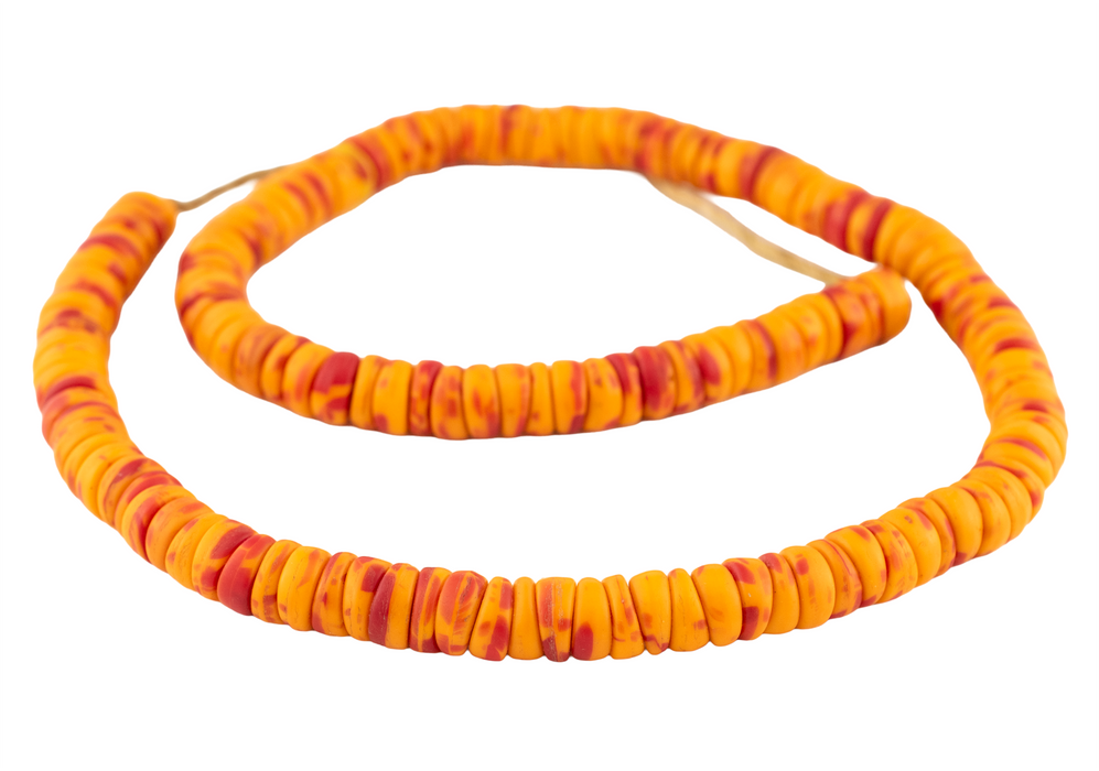 Orange & Red Vintage Kakamba Beads (10mm) #17244