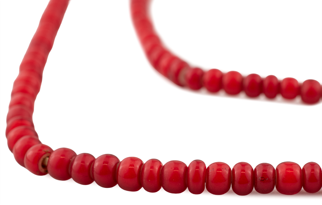 Red White Heart Beads (6mm)