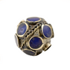 Lapis-Inlaid Afghan Tribal Silver Bead (20mm)