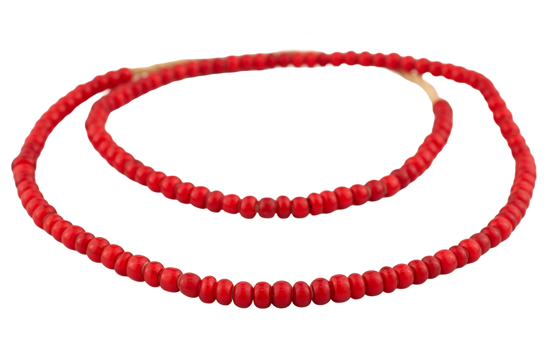 Red White Heart Beads (6mm)