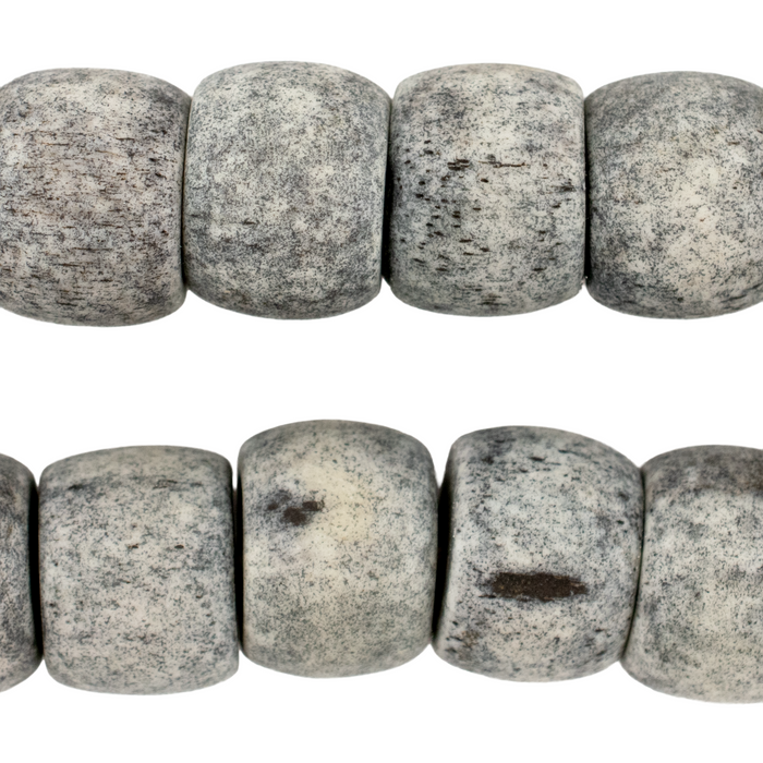 Rustic Grey Cylindrical Bone Beads (18mm)